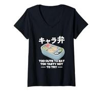 Donna Kyaraben Art Character Bento Box Cibo Giapponese Kawaii Maglietta con Collo a V