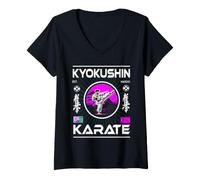 Donna Kyokushin Karate Design per Vero Karateka Koykushinkai Maglietta con Collo a V