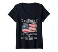 Donna L"America lo vivi lo adoro o esci dal 4 luglio Maglietta con Collo a V
