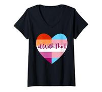 Donna L con la T - Le Lesbiche sostengono i Diritti dei Trans Maglietta con Collo a V