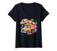 Donna l Dig Preschool Dump Truck First Day of School Maglietta con Collo a V