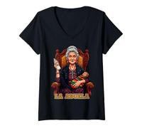 Donna La Abuela - Divertente Design per Nonne messicane Maglietta con Collo a V
