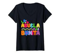 Donna La Abuela Más Bonita | Abuela Latina Grandmother Spanish Maglietta con Collo a V