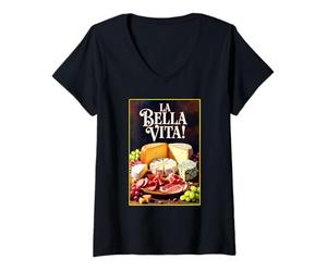 Donna La Bella Vita - Piatto per Formaggi Maglietta con Collo a V