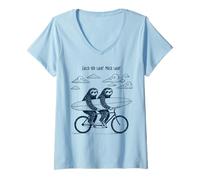 Donna La Bici da Surf Tandem Sloth Ti Prende più Tardi Maglietta con Collo a V