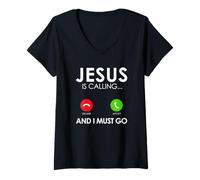 Donna La Camicia Religiosa Che Gesù Chiama e Devo Andare Maglietta con Collo a V