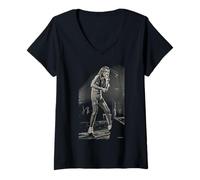 Donna La cantante Alice Cooper Vive da Dick Barnatt Maglietta con Collo a V