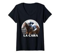 Donna La Cara Horse Racing Del Mar Santa Anita, Purosangue Maglietta con Collo a V