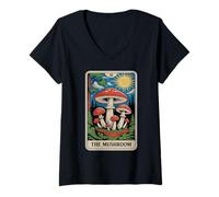Donna La Carta dei tarocchi dei Funghi Morel Fungi Mycology Funghi Maglietta con Collo a V
