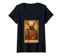 Donna La Carta dei tarocchi Holy Frenchie Bulldog Francese Maglietta con Collo a V