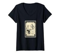 Donna La Carta dei tarocchi sociologo Halloween Spooky Gothic Sociology Maglietta con Collo a V