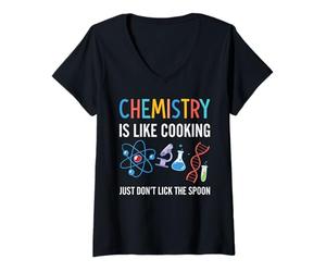 Donna La Chimica è Come Cucinare Non leccare Il Cucchiaio Maglietta con Collo a V