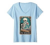 Donna La codifica dell'ingegnere del Software del Programmatore della Carta dei tarocchi dello sviluppatore Maglietta con Collo a V