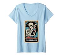 Donna La codifica dell'ingegnere del Software del Programmatore della Carta dei tarocchi dello sviluppatore Maglietta con Collo a V