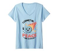 Donna La cometa in Pace UFO Science Pun Interstellar Space 3I/Atlas Maglietta con Collo a V