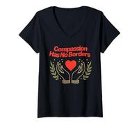 Donna La compassione Non ha confini Divertente Maglietta con Collo a V