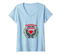 Donna La compassione Non ha confini gentilezza Pace Amore Cuore Maglietta con Collo a V