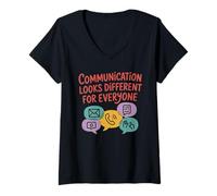 Donna La Comunicazione Sembra diversa logopedia Autismo Maglietta con Collo a V