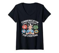 Donna La Comunicazione Sembra diversa logopedia Autismo Maglietta con Collo a V