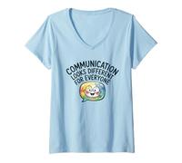 Donna La Comunicazione Sembra diversa logopedia Autismo Maglietta con Collo a V