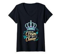 Donna La consapevolezza del Cancro ovarico Tiene la mia Corona Mentre finisco la chemio Maglietta con Collo a V