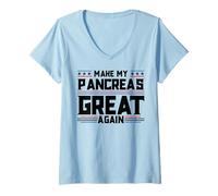 Donna La consapevolezza del diabete Rende Il Mio Pancreas di Nuovo Maglietta con Collo a V