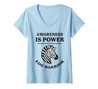 Donna La consapevolezza è potere EDS Warrior Zebra Design Ehlers-Danlos Maglietta con Collo a V