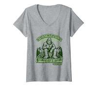 Donna LA Cosa Importante È Che Credo in Me Stesso Bigfoot Sasquatch Maglietta con Collo a V