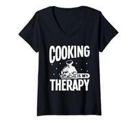 Donna La Cucina è la mia Terapia Maglietta con Collo a V