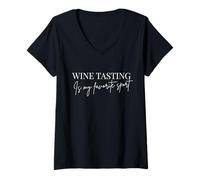 Donna La degustazione di Vini è Il Mio Amante Preferito del Vino Maglietta con Collo a V