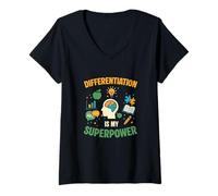 Donna La differenziazione è Il Mio superpotere per speducator SpEd Teacher Maglietta con Collo a V
