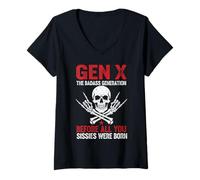 Donna La Divertente Generazione X Prima Che Tutti Voi, Sissie, nasceste Skull Rock Maglietta con Collo a V