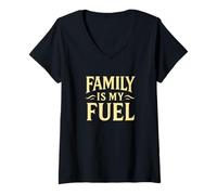Donna La famiglia è il mio carburante. genitorialità, amore, scopo. Maglietta con Collo a V