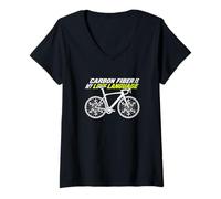 Donna La Fibra di Carbonio è Il Mio linguaggio d'Amore per Ciclisti da Strada PRO Maglietta con Collo a V