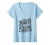 Donna La Foresta Chiama l'avventura Amante della Natura Maglietta con Collo a V