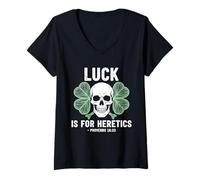 Donna La Fortuna è per Gli eretici Shamrock Faith Maglietta con Collo a V