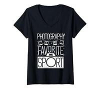 Donna La fotografia è il mio sport preferito Maglietta con Collo a V