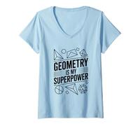 Donna La Geometria è Il Mio superpotere Amante della Matematica Maglietta con Collo a V