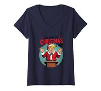Donna La Guerra al Natale è Reale - Angry Santa President Maglietta con Collo a V