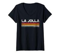 Donna La Jolla California Design retrò La Jolla San Diego CA Maglietta con Collo a V