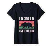 Donna La Jolla California San Diego Retro Coast Cliff Beach 858 SD Maglietta con Collo a V