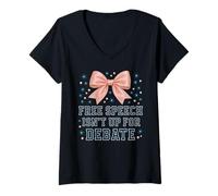 Donna La libertà di Parola Non è per Il dibattito Coquette Bow Design Maglietta con Collo a V