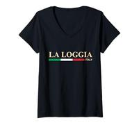 Donna La Loggia Italia Maglietta con Collo a V