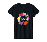 Donna La Maestra Latina Fashion Latinx Teacher camiseta floral Maglietta
