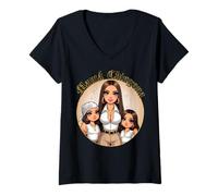 Donna La Mama Mas Chula Cabrona Chingona Curvy Spanish Latina Mom Maglietta con Collo a V