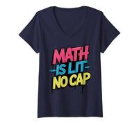 Donna La Matematica è illuminata Senza Cappuccio - Matematica Divertente Insegnante & Studente Maglietta con Collo a V