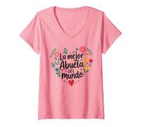 Donna La Mejor Abuela del Mundo nonna ispanica e festa della mamma Maglietta con Collo a V
