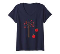 Donna La Mela Non Cade Lontano dall'albero - Albero e Due Mele Maglietta con Collo a V