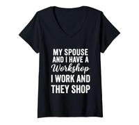 Donna La mia Moglie e io Abbiamo Un seminario I Work They Shop Camicia Maglietta con Collo a V