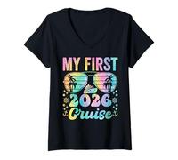 Donna La mia Prima Crociera 2026 Vacanza Matching Family Cruise Ship Maglietta con Collo a V